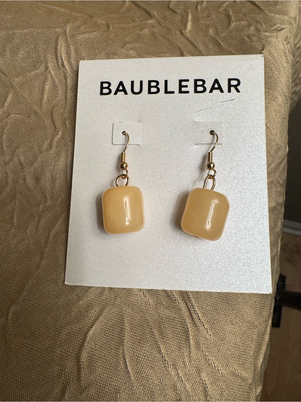 2 pairs of earrings!! BaubleBar Gold-Beige resin and small gold earrings